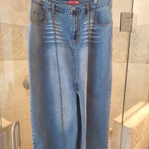 Apollo jean split denim maxi skirt